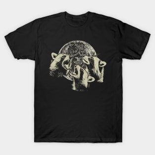 Funny Raccoons Howling at the Moon T-Shirt